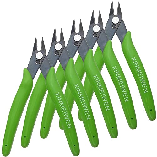 Micro Wire Cutter Flush Cutting Pliers 5Pack Precision Small Side Cutters Wire Snips Plastic Models, Jewelry, Electronics,Green - color: Grass Green, size: 5Pack
