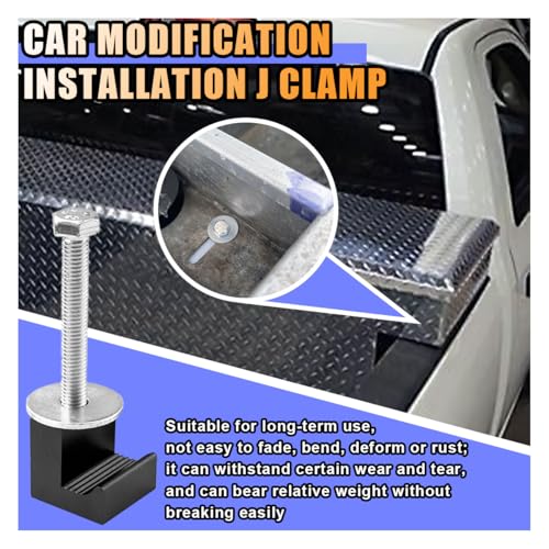 smilfuy 4PCS Truck Tool Box Mounting Clamp Kit, J Hooks No Drilling, Black - color: Black