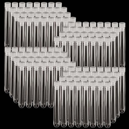 JAPCHET 250 PCS 10 ML Plastic Test Tubes, 16 x 100 MM Clear Test Tubes with Cap Test Tubes Bulk for Experiments and Party Storing - size: 250 Pack 10 ml