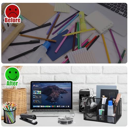 13-in-1 Office Desk Organizer Set for Back to School Supplies Accessories - color: Black