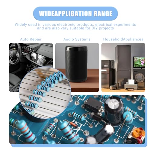 YEAZ 1220pcs Resistors Assortment Kit, 1W Metal Fixed Film Resistors