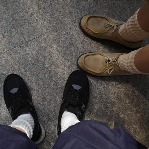DAUCO 4 Pairs 98% Cotton Socks for Men Women Crew Seamless Fall Slouchy Socks - color: 4 Pairs - Off White, size: 10-13