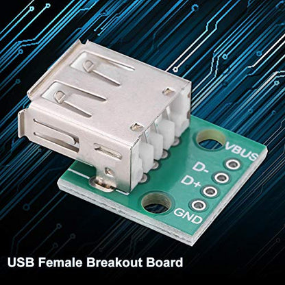 USB-A Female Breakout Board DIP Adapter 2.54mm Pitch 4-Pin
