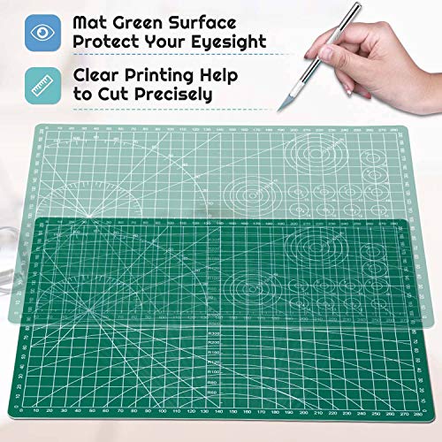 anezus Self Healing Sewing Mat, Rotary Cutting Mat Double Sided 5-Ply Craft Cutting Board for Sewing Crafts Hobby Fabric Precision Scrapbooking Project 9inch x 12inch(A4) - color: Green, size: 12"L x 9"W