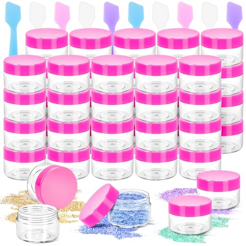 40Pack 15g Small Plastic Cosmetic Containers with Lids, 15gram Plastic Makeup Containers Jars with Spatulas, 15ml Sample Jars Travel Size Containers for Toiletries Lip Balm Cream Slime Lotion - color: Pink, size: 15g