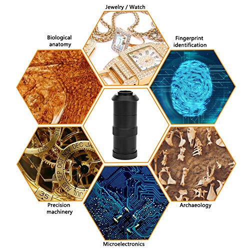 Oumefar 100X Digital Microscope Camera C-Mount Lens Zoom Eyepiece Magnifier Lens Accessory Objective for Watches Jewelry Fingerprint Identification, Archaeology, School Teaching