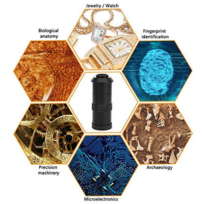 Oumefar 100X Digital Microscope Camera C-Mount Lens Zoom Eyepiece Magnifier Lens Accessory Objective for Watches Jewelry Fingerprint Identification, Archaeology, School Teaching