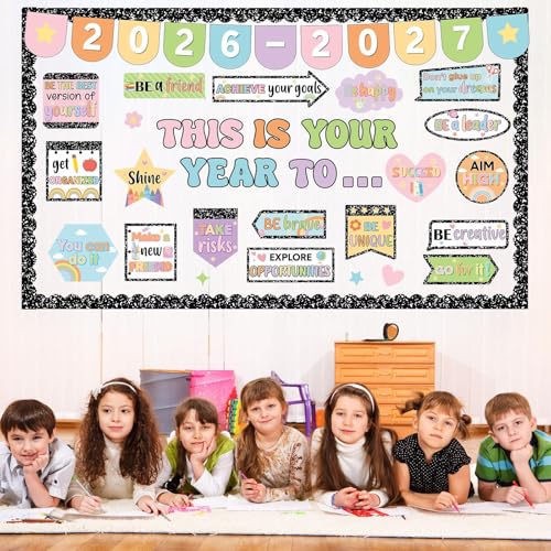 This is Your Year Bulletin Board Set Composition Notebook Classroom Decorations Welcome Back to School Paper Cutouts Positive Affirmation Bulletin Board Borders for School Wall Door Decor - style: This is Your Year