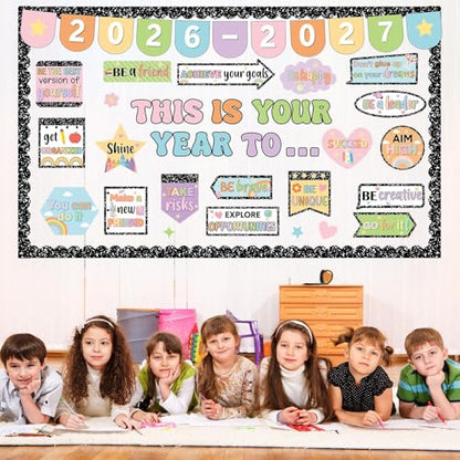 This is Your Year Bulletin Board Set Composition Notebook Classroom Decorations Welcome Back to School Paper Cutouts Positive Affirmation Bulletin Board Borders for School Wall Door Decor - style: This is Your Year