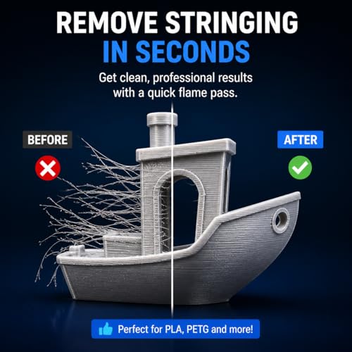 3D Print Stringing Removal Tool, 3D Printer Tools for Filament PLA PETG Cleanup, Windproof Adjustable Flame Mini Torch for 3D Printing Post Processing & Fine Detail Finishing(Butane Not Included)