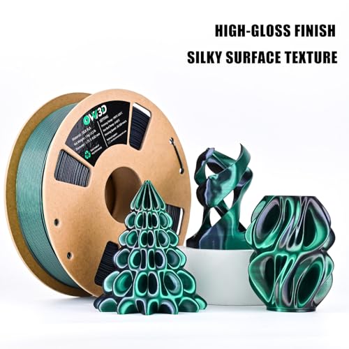 OVV3D Silk PLA Filament 1.75mm, Dual Color PLA Filament 3D Printer Filament, Black Green 3D Printing Filament +/-0.02mm, 1kg /2.2lb - color: Dual-color Black Green