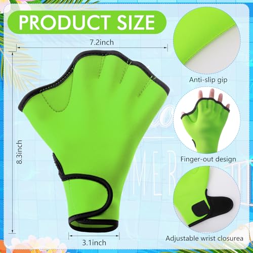 Seenelling Water Aerobics Set for Adults Neoprene Swim Gloves 2 Foam Aquatic Dumbbells Pool Exercise Equipment Water Weights for Aquatic Fitness Low Impact Pool Workouts - color: Green