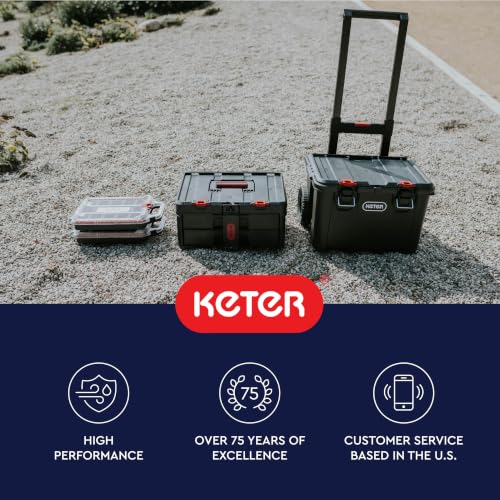 Keter Stack N Rolling Tool Box Modular Storage System 4 Piece - color: Black/Red, size: 4PC System