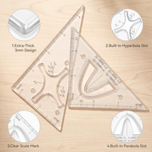 Clear Rulers Protractor Geometry Set Plot Functions Back to School Supplies