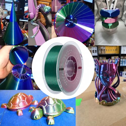Kingroon Silk PLA Tri Color Filament 1.75mm, Multicolor 3D Printer Filament, Dimensional Accuracy ±0.02mm, 1kg Spool (2.2lbs), for Most FDM 3D Printers, Red Green Blue - color: 1kg Red Green Blue