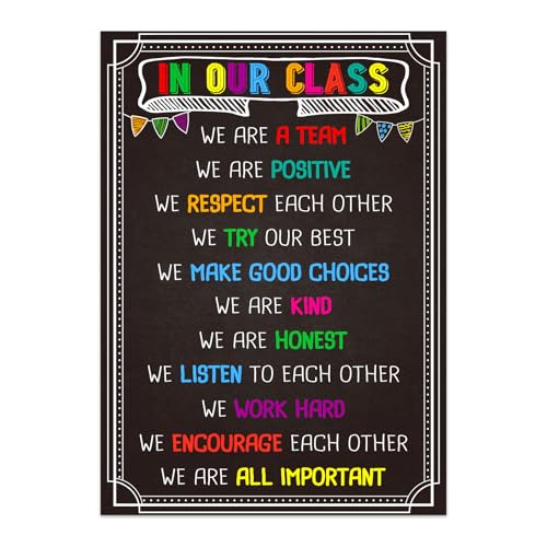 BIZIBAFF Classroom Rules Poster - Motivational Posters for Classroom Laminated Inspirational Class Rules Poster for Elementary Middle School Back to School Classroom Decorations Teacher Supplies - color: Classroom Rules