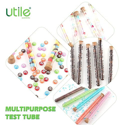 Utile 50pcs Glass Test Tubes, 3.3 Borosilicate Glass Material, 20ml Test Tubes, with Cork Stoppers and Brush, 4004.9012.50 - style: 50pcs of 16x150mm