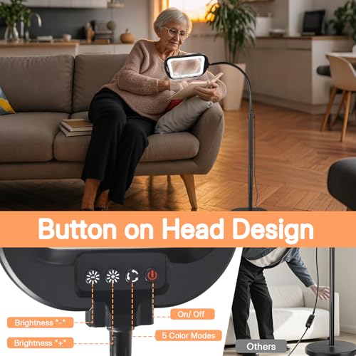 10X 30X Extra Large Floor Magnifying Glass with Light and Adjustable Stand