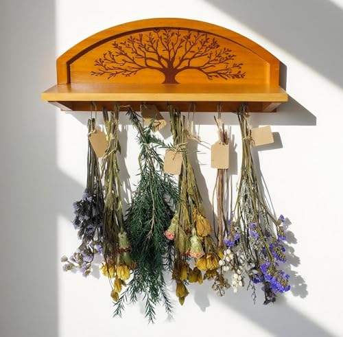 Tree of Life Herb Drying Rack,Floral Display Holder for Garden and Kitchen - color: Herb Drying Rack-gold Foil Stamping