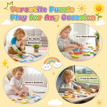 Montessori Wooden Shape Puzzles (3Pack Colorful) - Over 3 Years Old - color: 3 Pack Colorful