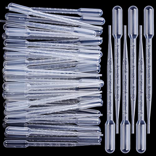 Teenitor Transfer Pipettes, 50PCS 3ml Eye Dropper Plastic Transfer Pipettes for Essential Oil, Disposable Liquid Dropper for Science Laboratory, Lab, DIY - color: clear, size: 3ML