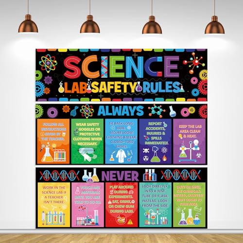 Harloon 3 Pcs Science Lab Safety Rules Posters Classroom Decor, Classic - style: Classic