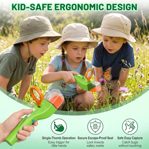 Bug Catcher for Kids, 6X Magnifier with Dual‑Mode LED Lights, Humane Catch and Release Bug Observation Trap, STEM Nature Exploration Toy for Indoor and Outdoor, Birthday for Kids, Green - color: Green