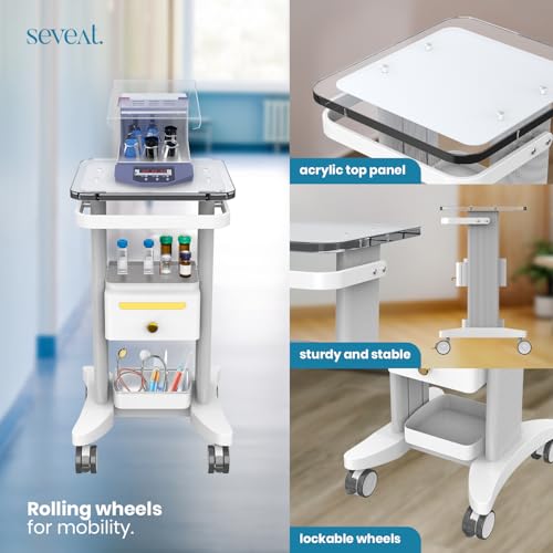 Professional Medical Cart | 3-Tier Rolling Trolley with Drawers | 198 lbs Capacity | Portable Utility Cart for Hospitals, Clinics, Spa, Office, or Home (White) - color: White