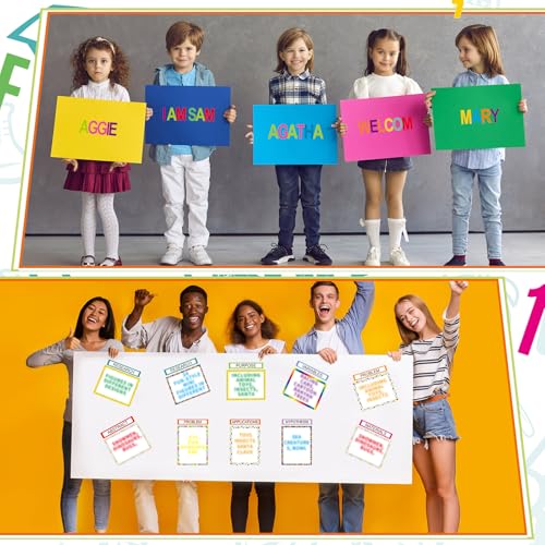 PerKoop 36 Sheets Science Fair Board Poster Boards Supplies 24 Self Adhesive Presentation Subtitles 4 Science Fair Project Titles 8 Personalized Letter Sticker for Classroom(Rainbow Color) - color: Rainbow Color