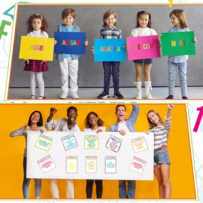 PerKoop 36 Sheets Science Fair Board Poster Boards Supplies 24 Self Adhesive Presentation Subtitles 4 Science Fair Project Titles 8 Personalized Letter Sticker for Classroom(Rainbow Color) - color: Rainbow Color