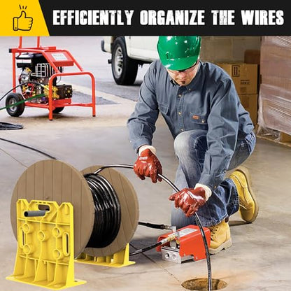 Multi Purpose Wire Dispenser, Cable/Wire Spool Rack, Wire Spool Caddy, Holds Spools Up to 34" In Diameter, Load Capacity 330 LBS, 1 Pair (YELLOW) - color: Yellow