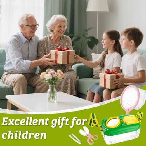 Biggun 2 Set Bug Catcher for Kids Ages 3-10 Explorer Toys Birthday Gift - color: Pink+green