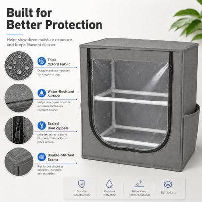 3D Printer Filament Storage Box, 2-Tier Spool Organizer for 12-16 Rolls