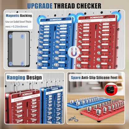 Upgrade Thread Checker, 70 Nut and Bolt Thread Checker with Magnetic Base - size: 70 Thread Checker