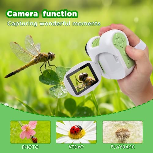 1600X Microscope for Kids 6+,Digital Microscope with 2Inch IPS Screen,Portable Kids Microscope for Outdoor STEM Science Experiments, for Girls Boys Child