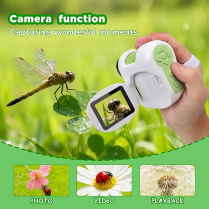 1600X Microscope for Kids 6+,Digital Microscope with 2Inch IPS Screen,Portable Kids Microscope for Outdoor STEM Science Experiments, for Girls Boys Child