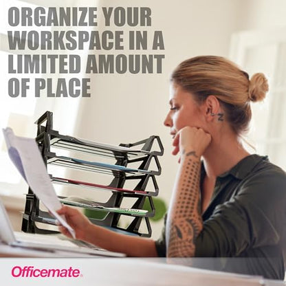 Officemate Recycled Desk Tray,Side Load,15 1/8 x 8 7/8 x 15,Letter/A4, (26212),6 Count (Pack of 4) - size: 15.6" x 5" x 10.4" (Pack of 4)