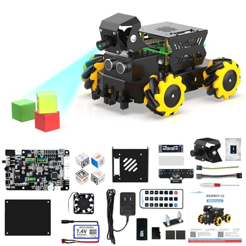 Yahboom Raspberry Pi 5 AI Vision Robot with Large AI Model 360° Mecanum Wheels Support Python Progamming Open Source Provide Installation Instructions Tech - color: Standard Without RPi5
