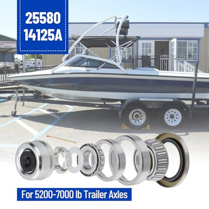 4 Sets 25580 14125A Boat Trailer Axles Bearing Kits - size: 25580 14125A-Set of 4