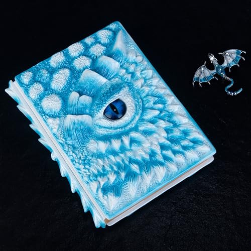 3D Dragon Eye Embossed Journal,Resin Engraving Notebook,Dnd notebook for Dragon Lovers ，Blank Paper,Hardcover Travel Notepad for Writing,Sketchbook,Collection,Gift,Decoration A4 and A5 Size (A5-Ice dragon with brooch) - color: A5-Ice dragon with brooch