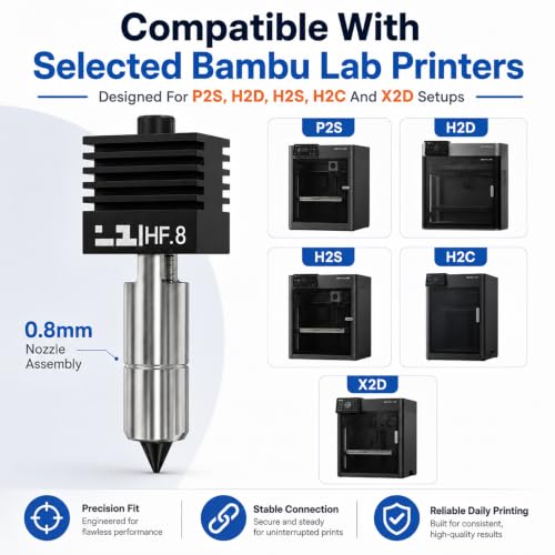 Compatible with Bambu Lab P2S Nozzle 0.8mm Hardened Steel Nozzle - size: 0.8mm One package