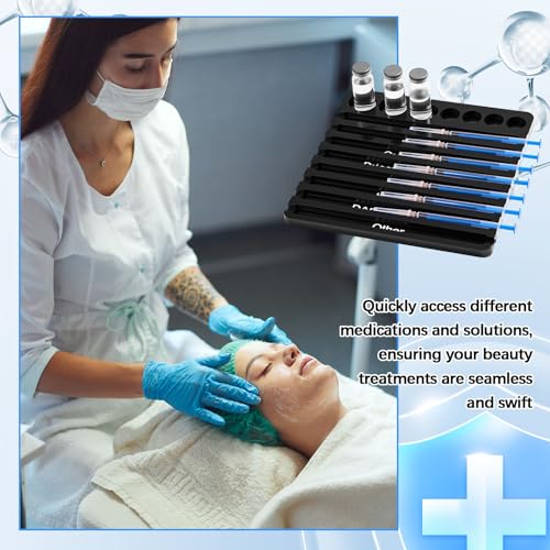 Chunful 2 Pack Acrylic Syringe Tray Organizer, 8 Slots Each, Vial Holder - color: Black
