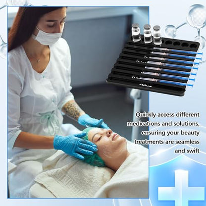 Chunful 2 Pack Acrylic Syringe Tray Organizer, 8 Slots Each, Vial Holder - color: Black