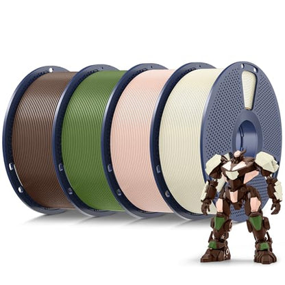 SUNLU PLA 3D Printer Filament, Multicolor, 4-Pack, 4KG Total - color: Bone White+beige+coffee Brown+olive Green, size: 4 kg