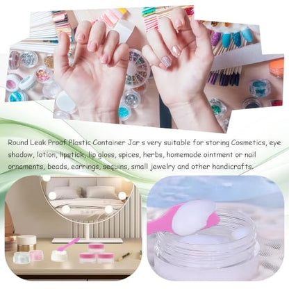 50 Pcs Makeup Sample Containers 3g/5g Sample Containers with Lids Tiny Sample Jars for Skincare Cream Lotion Jewelry Beads DIY Crafts Travel (FZG/3g/Fen) - color: pink, size: 3g