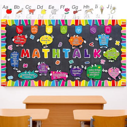 Honoson 54 Pcs Math Bulletin Board Set, Math Talk Bulletin Boards, Colorful - style: Colorful