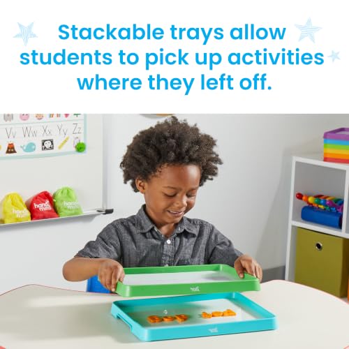 hand2mind Magnetic Dry-Erase Activity Trays, Green and Teal, Set of 2 - style: Green/Teal 2 Pack