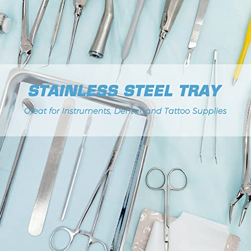 Stainless Steel Tray - Narkysus 3 Pack Stainless Steel Dental Lab Tray 13.5'' X 10'' Flat Metal Tool for Lab Dental Instrument Bathroom Organizer Tattoo Station Tattoo Supplies - size: 3pcs