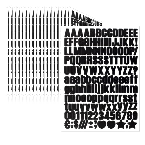 Letter Stickers,Mailbox Numbers,0.5 Inch Waterproof Vinyl Alphabet - color: Black 20 Sheets, size: 0.5 Inch
