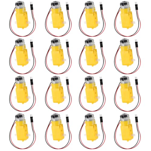 16PCS DC Electric Gear TT Motor DC 3V-6V Prewired Gear Motor Dual Shaft Intelligent Car Chassis for DIY Smart Car Robot Aircraft Toys/Robotic Body/Four-Wheel Drive Toy Car - color: 16pcs